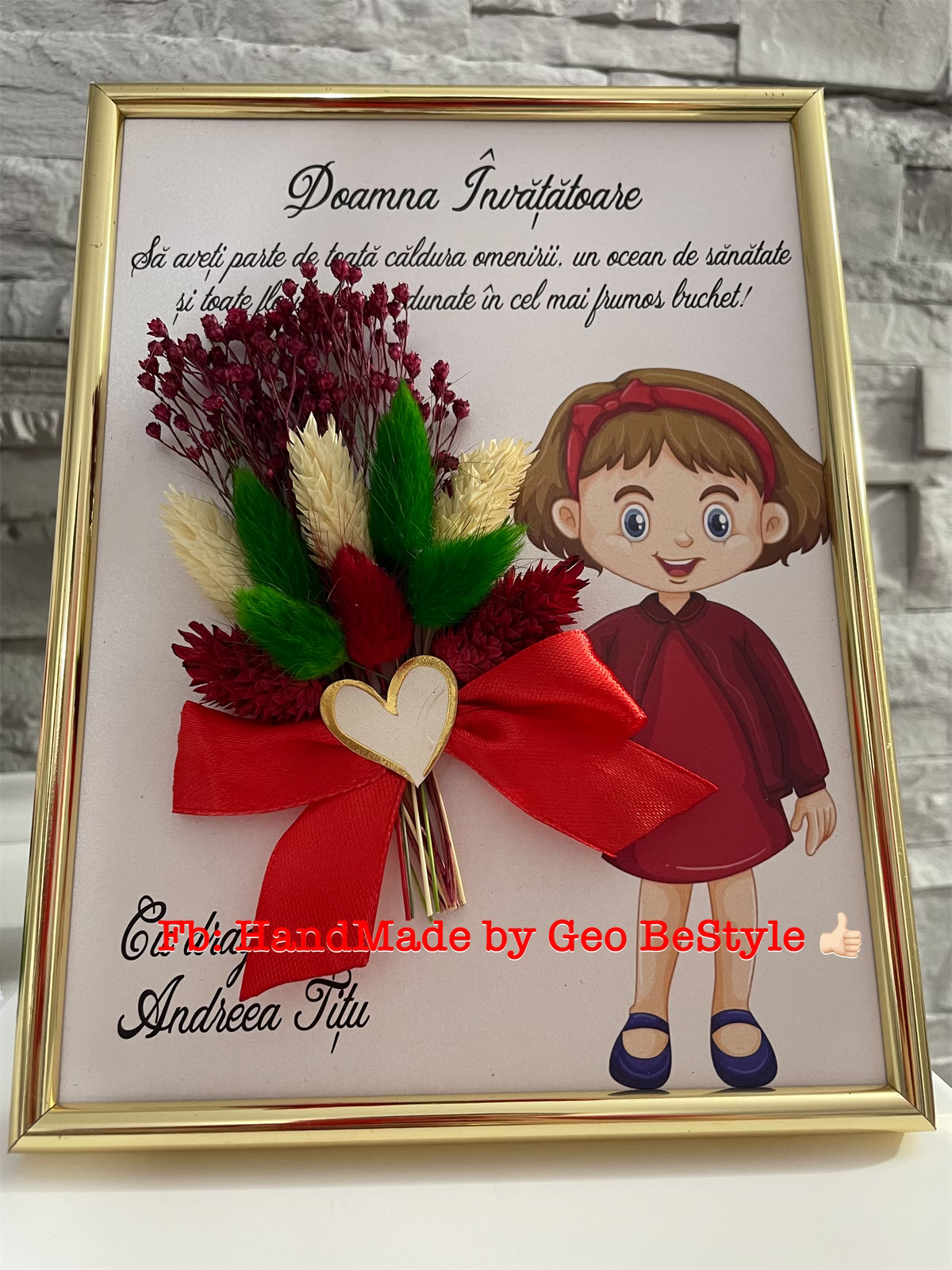 Tablou cu buchet din flori uscate 15/20 cm - 01