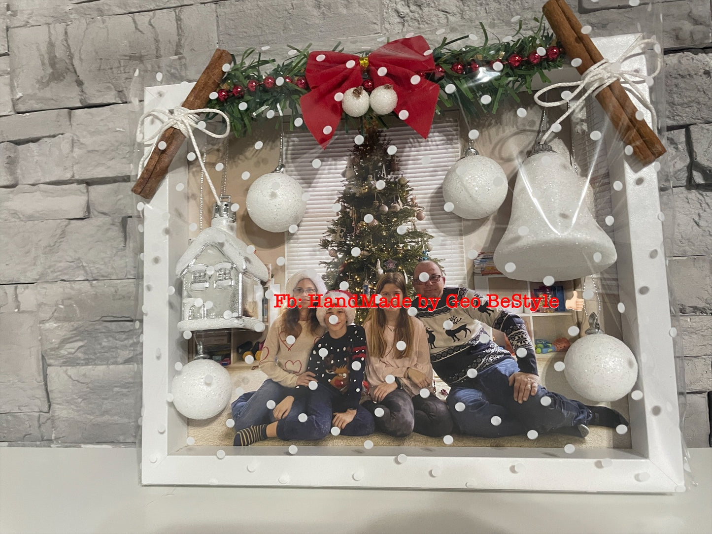 Aranjament tip rama personalizata cu foto de Craciun
