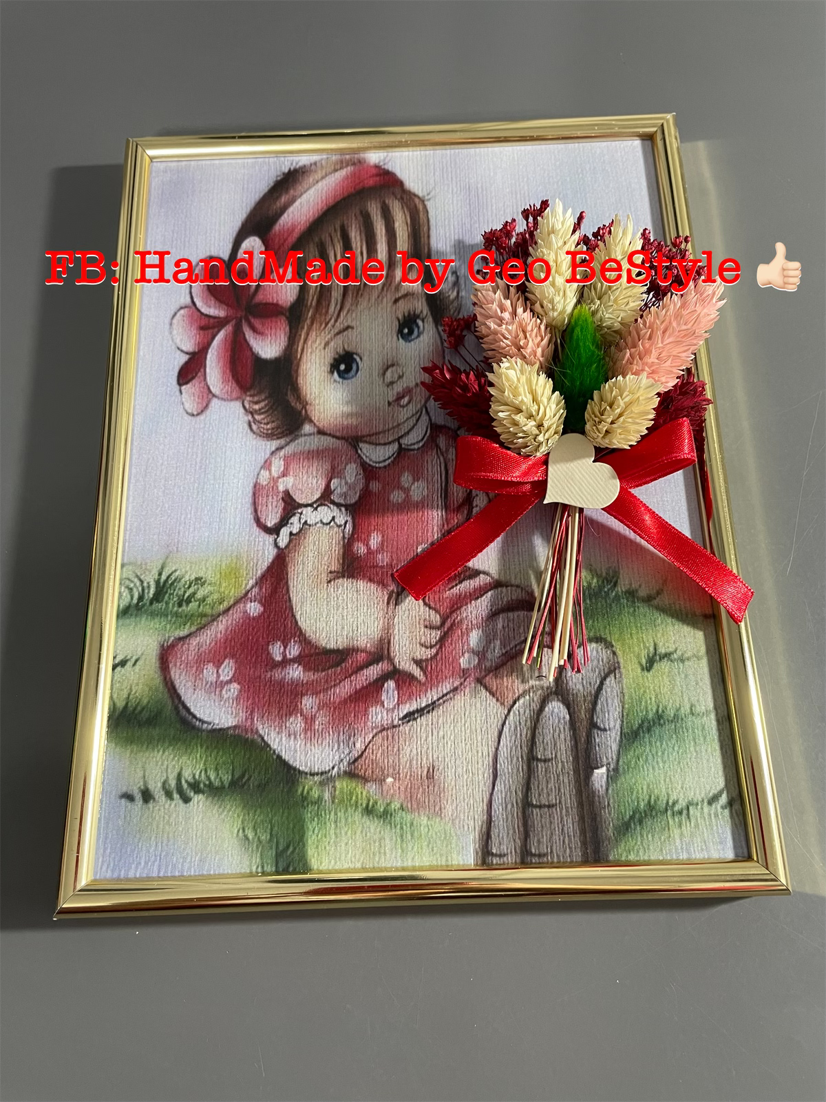 Tablou cu buchet din flori uscate 13/18 cm - 01