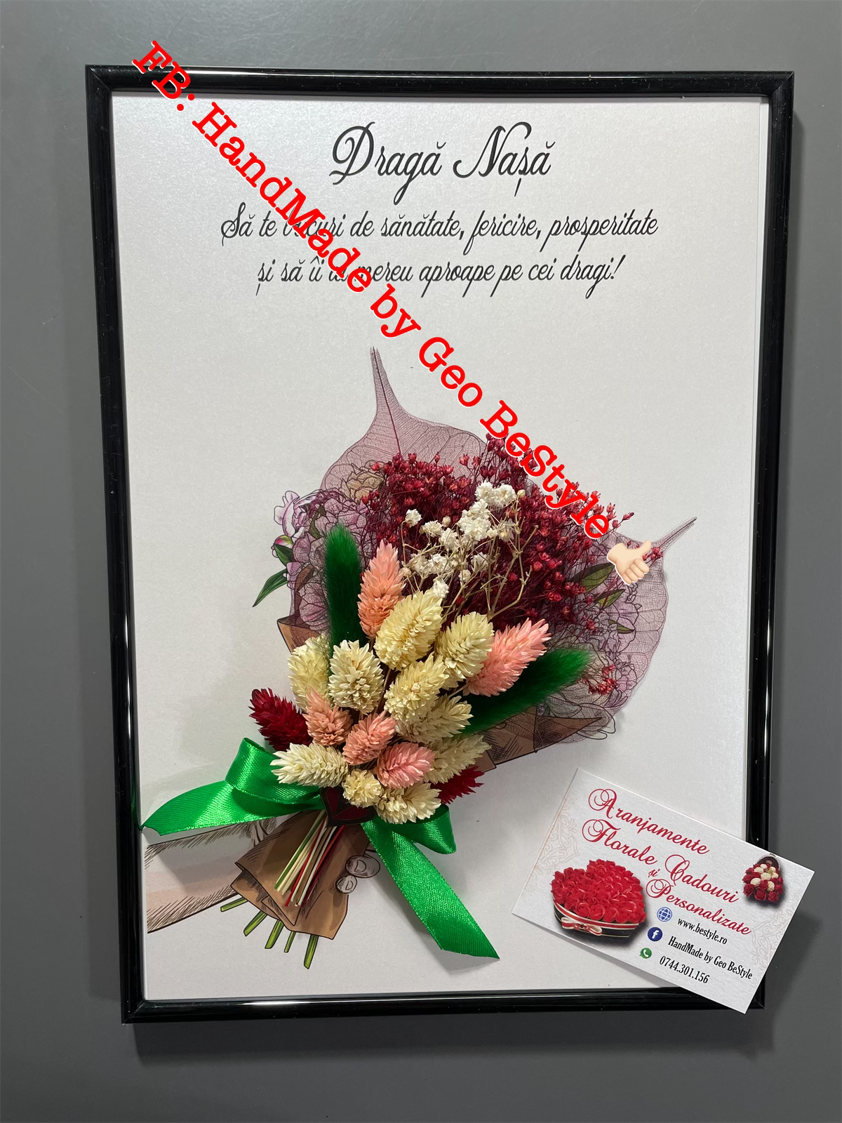 Tablou cu buchet din flori uscate A4 - 01