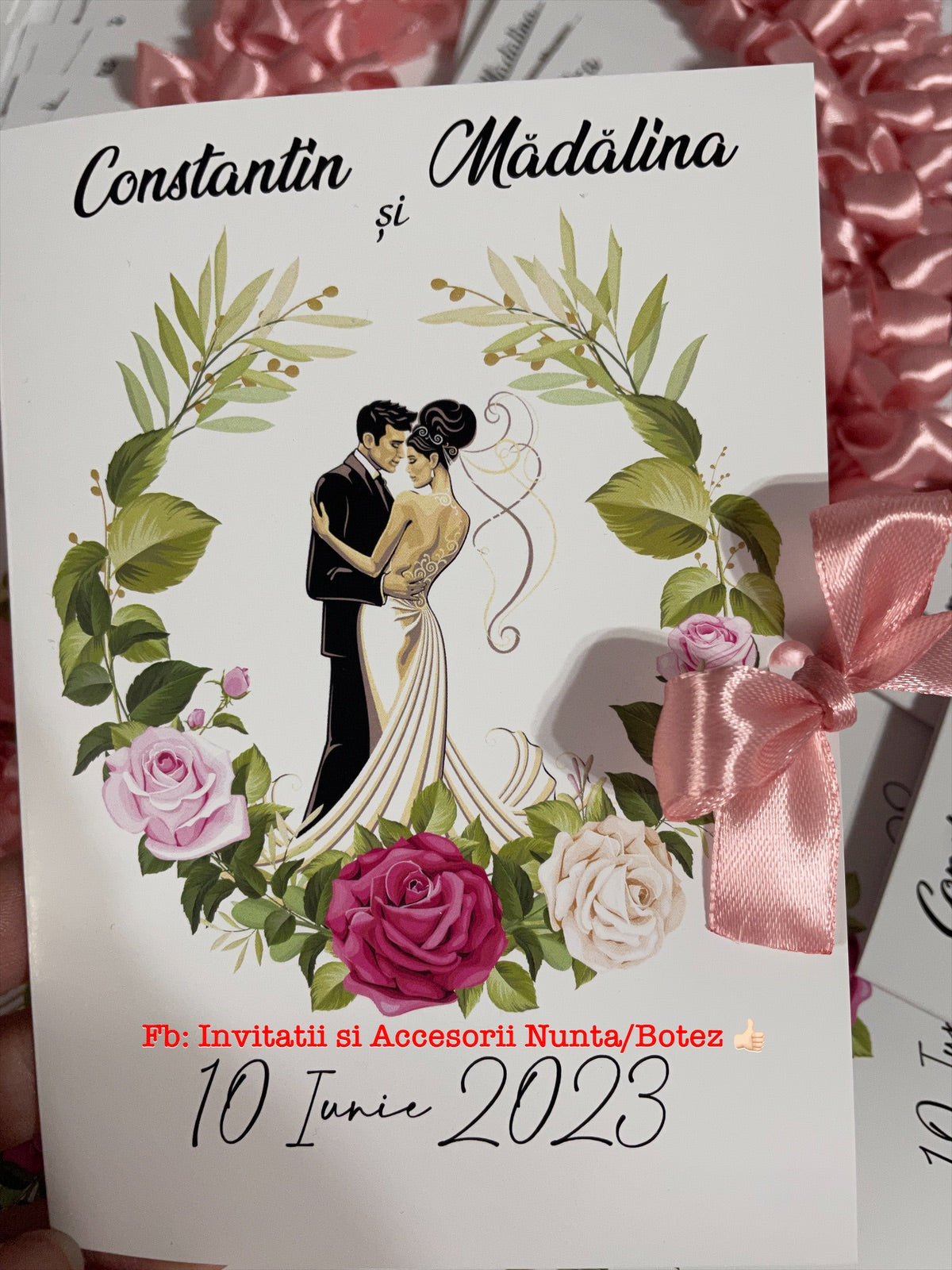 Invitatie nunta BSIN83 cu fundita