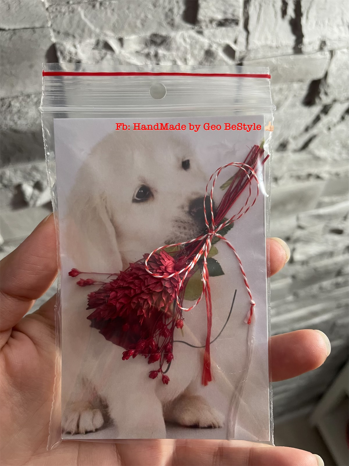 Martisoare catei, pisici si buchet de flori uscate