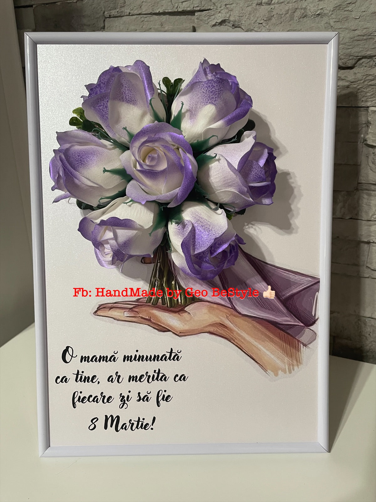 Tablou martisor pentru mama cu buchet din trandafiri de sapun