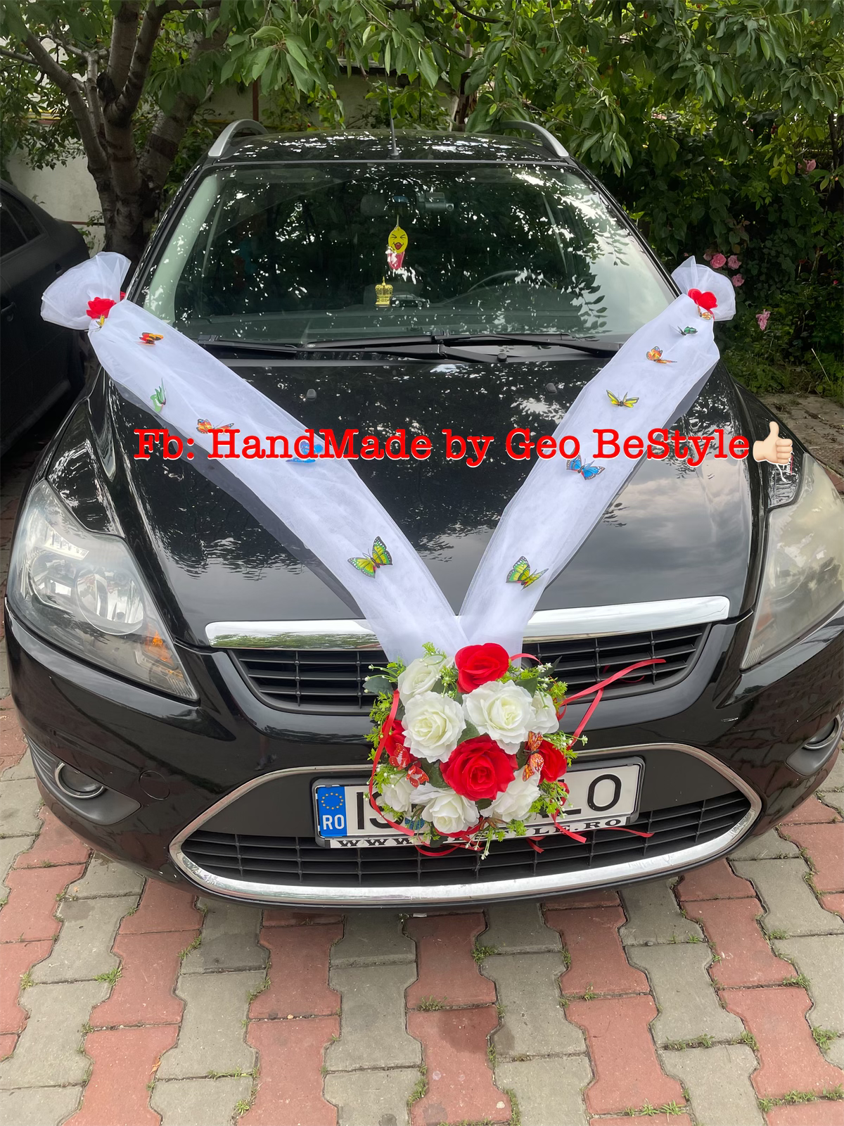 Decor masina miri si nasi cu trandafiri 01