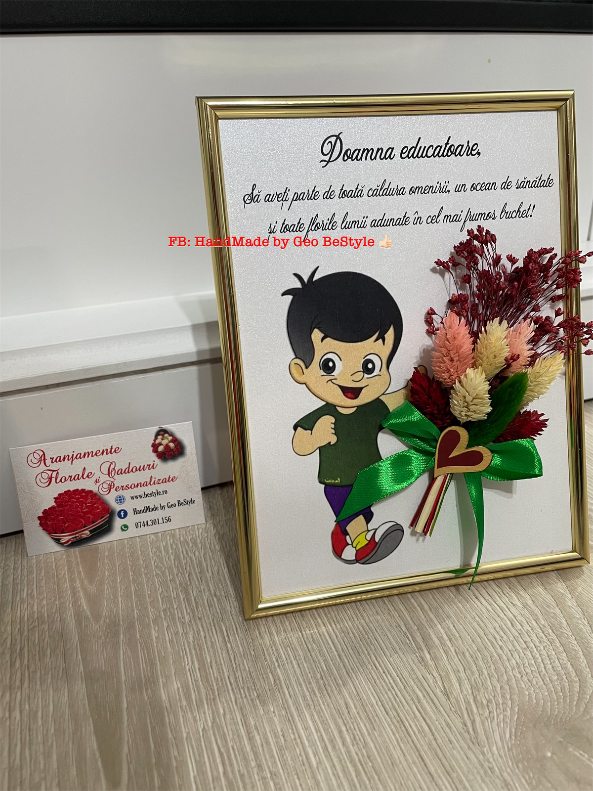 Tablou cu buchet din flori uscate 15/20 cm - 01