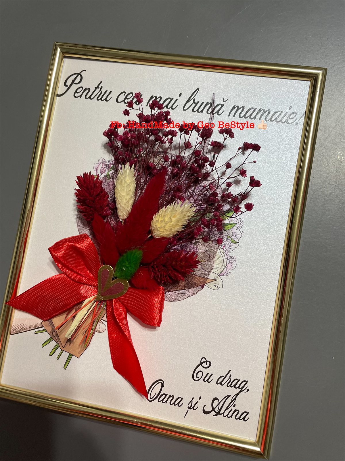 Tablou cu buchet din flori uscate 15/20 cm - 01