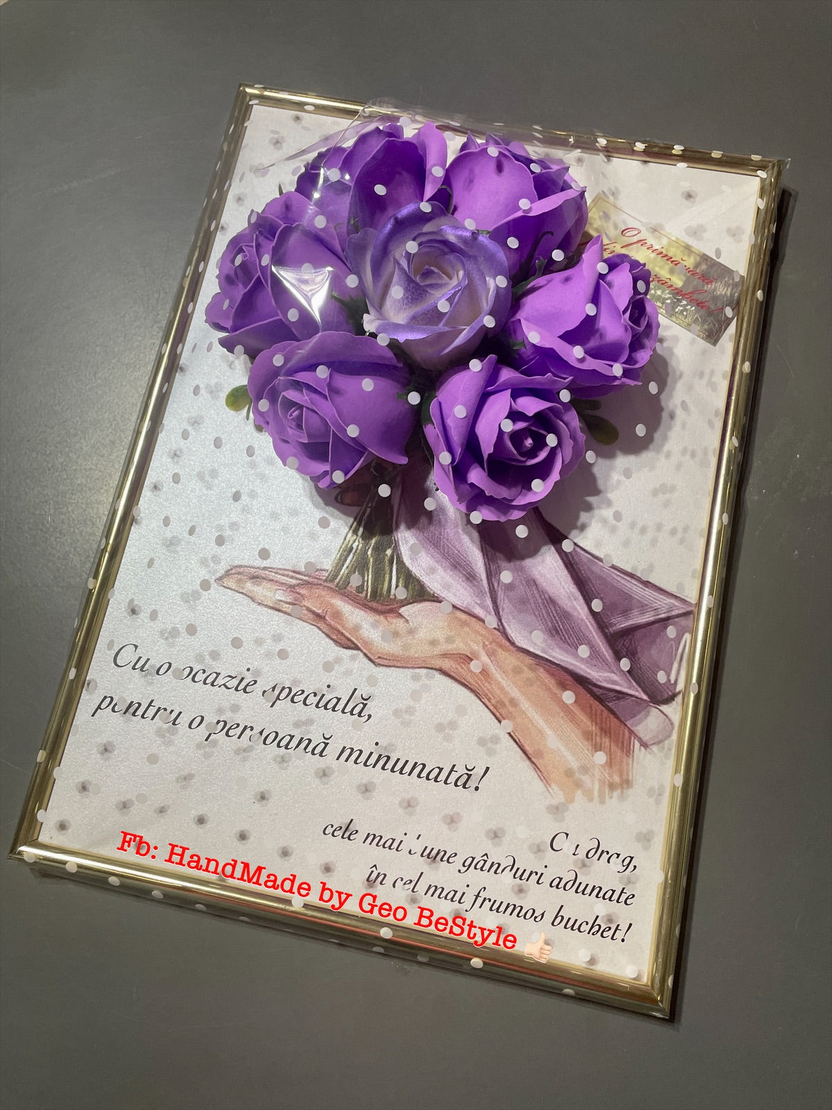 Tablou personalizat cu buchet din trandafiri de sapun