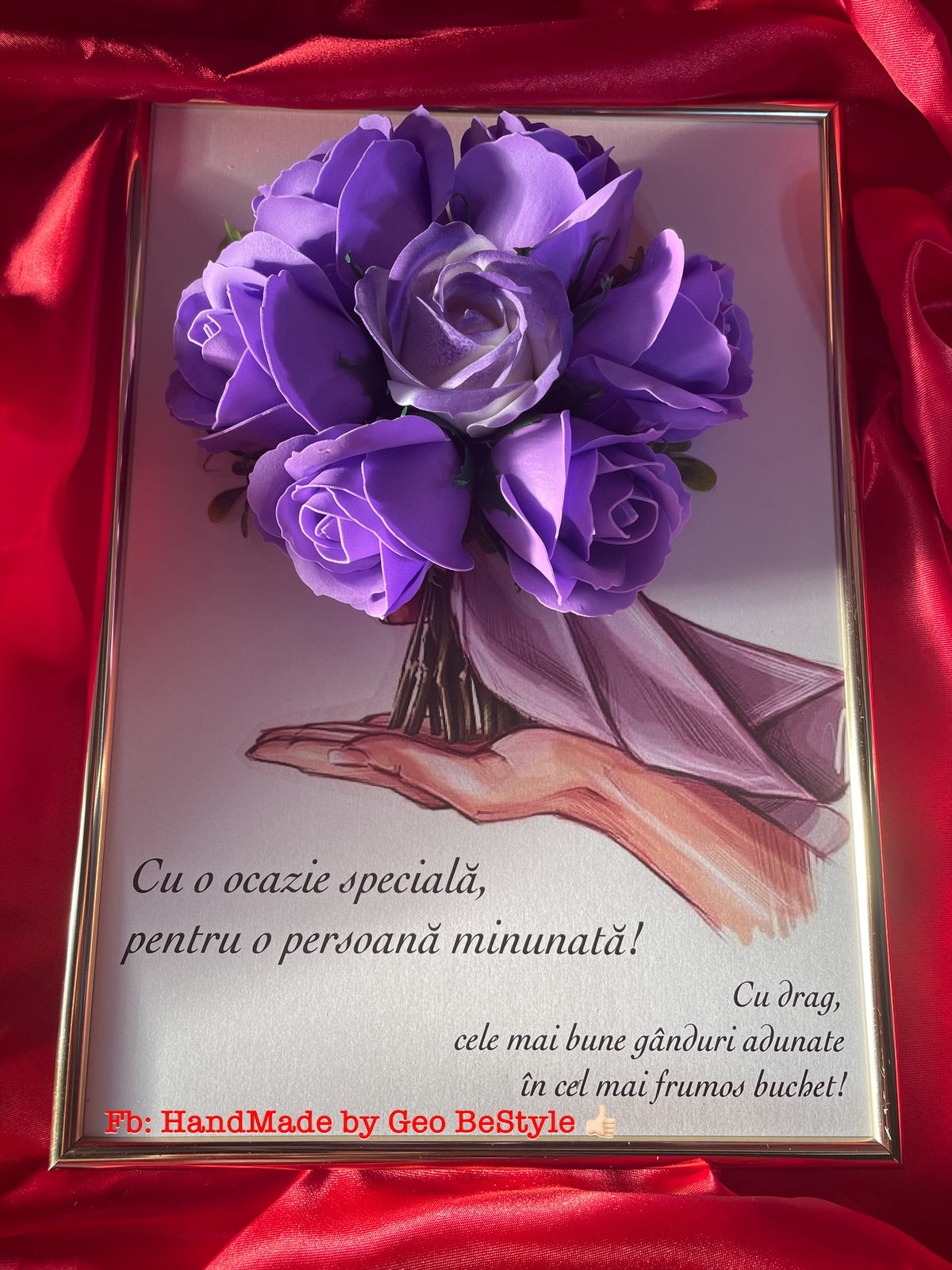 Tablou personalizat cu buchet din trandafiri de sapun