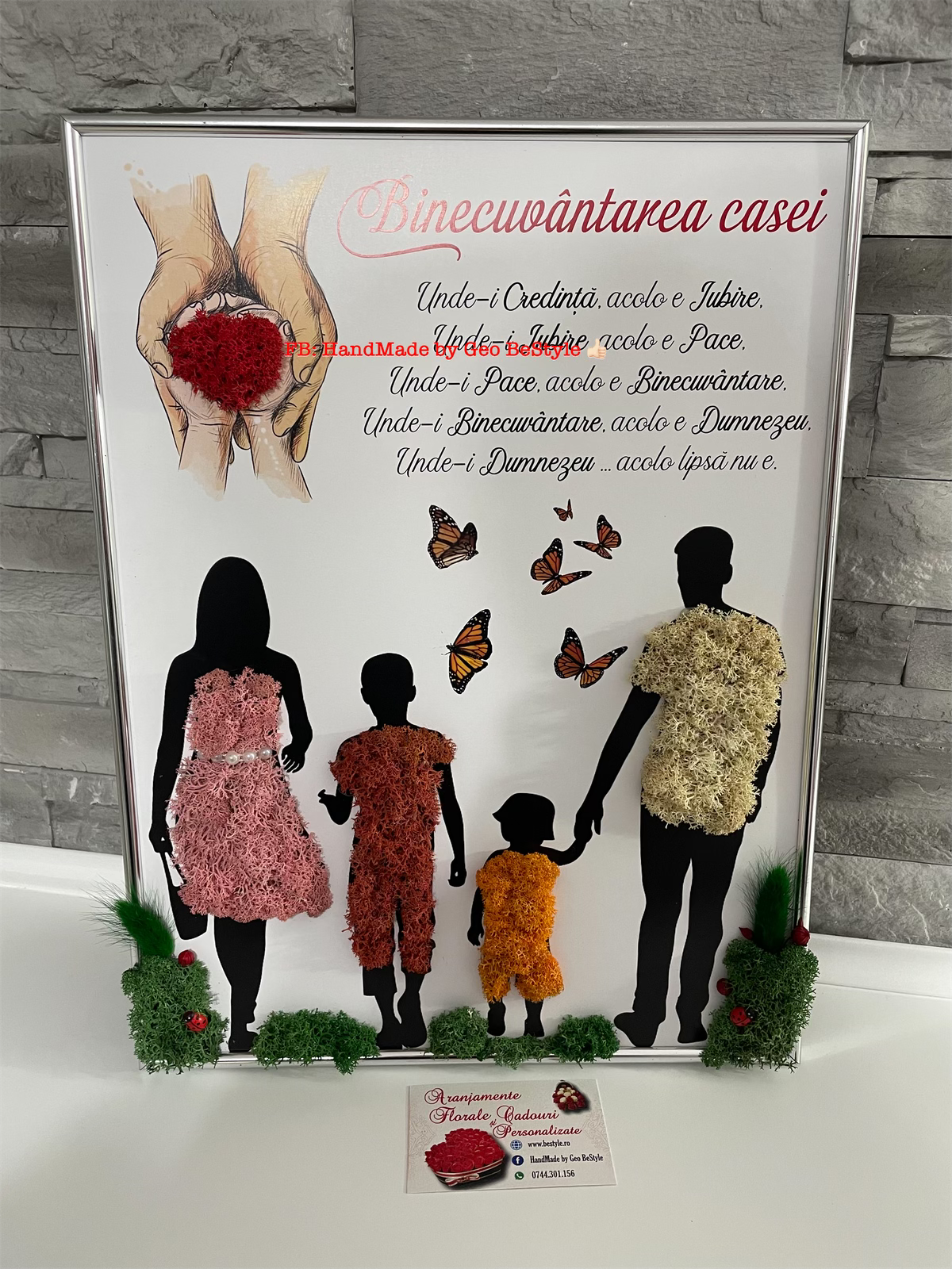 Tablou familie - Binecuvantarea casei, cu licheni, de 30/40 cm