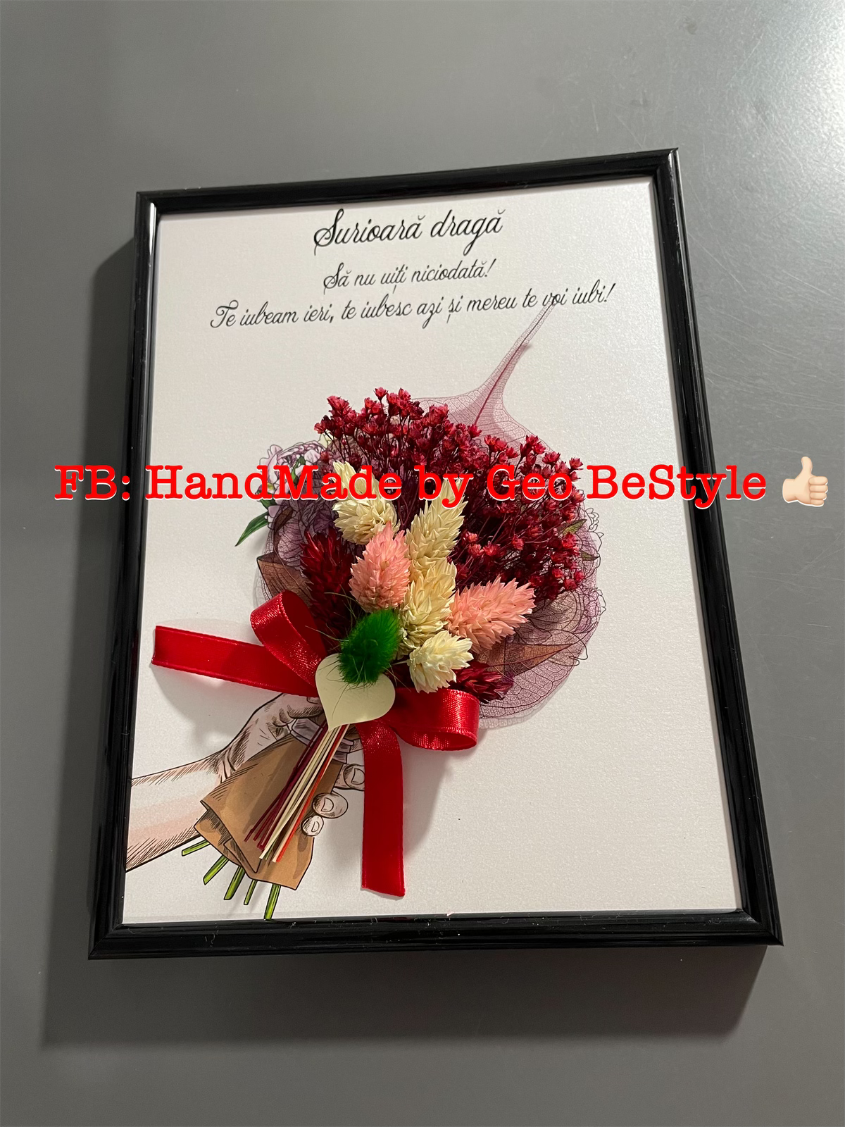 Tablou cu buchet din flori uscate 15/20 cm - 01