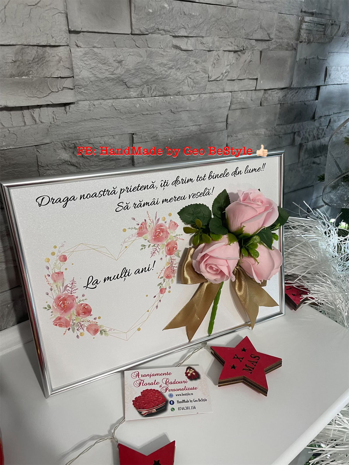 Tablou personalizat A4 cu buchet din trandafiri de sapun 01