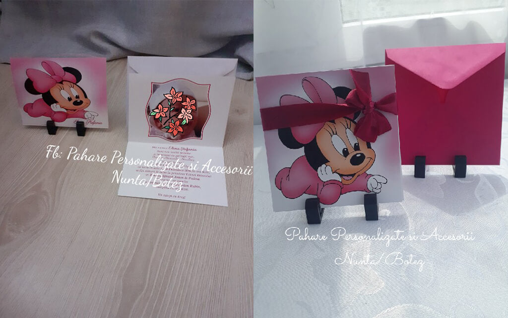 Invitatie botez BSIB05 Baby Minnie Mouse