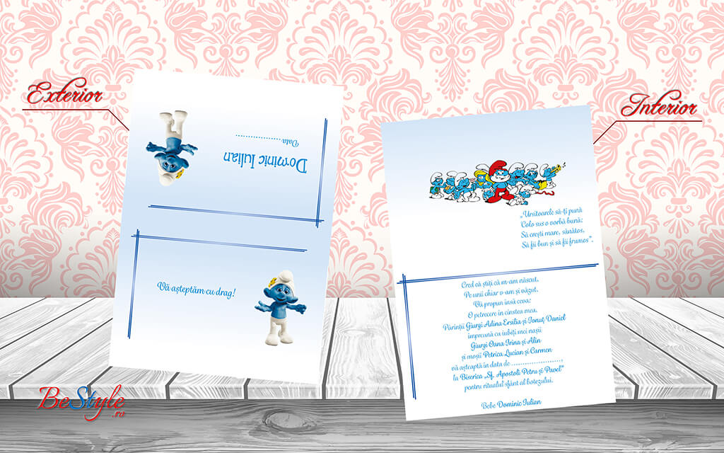 Invitatie botez BSIB009 - Strumfi