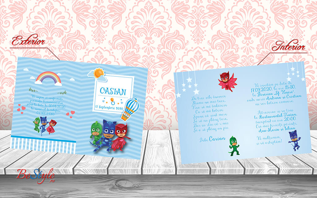 Invitatie botez BSIB011 - Eroi in pijama