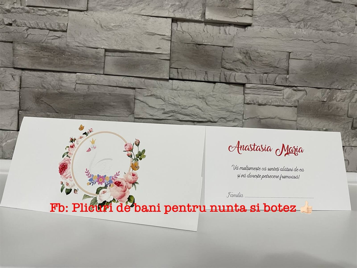 Plic de bani botez BSPB057 - White Swan