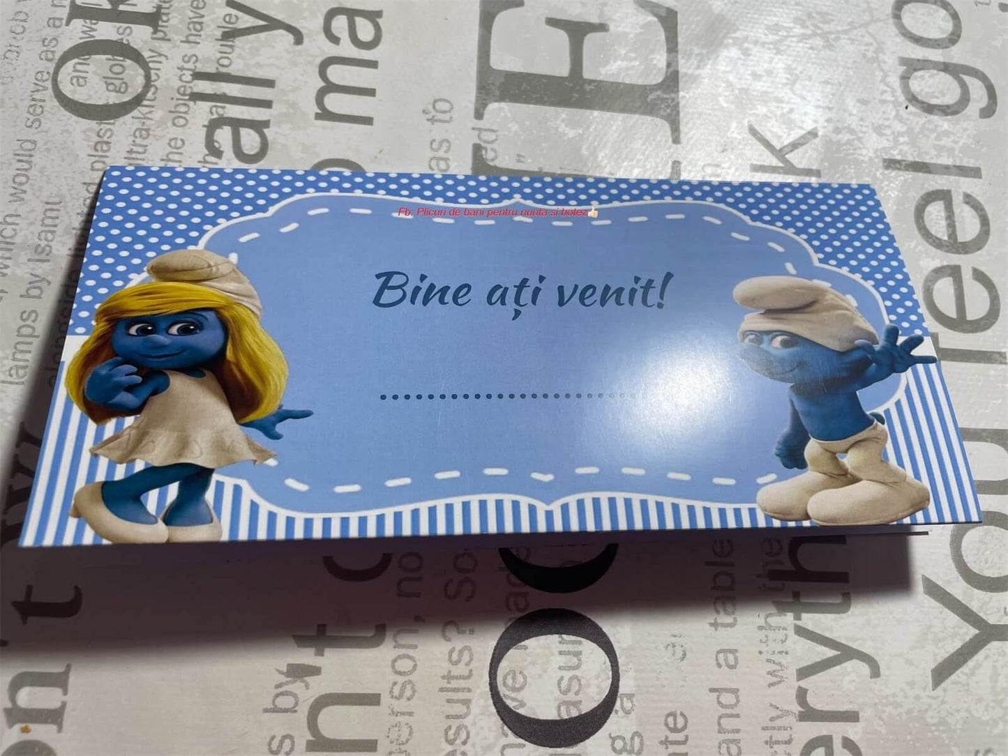 Plic de bani botez BSPB022 - Strumfi