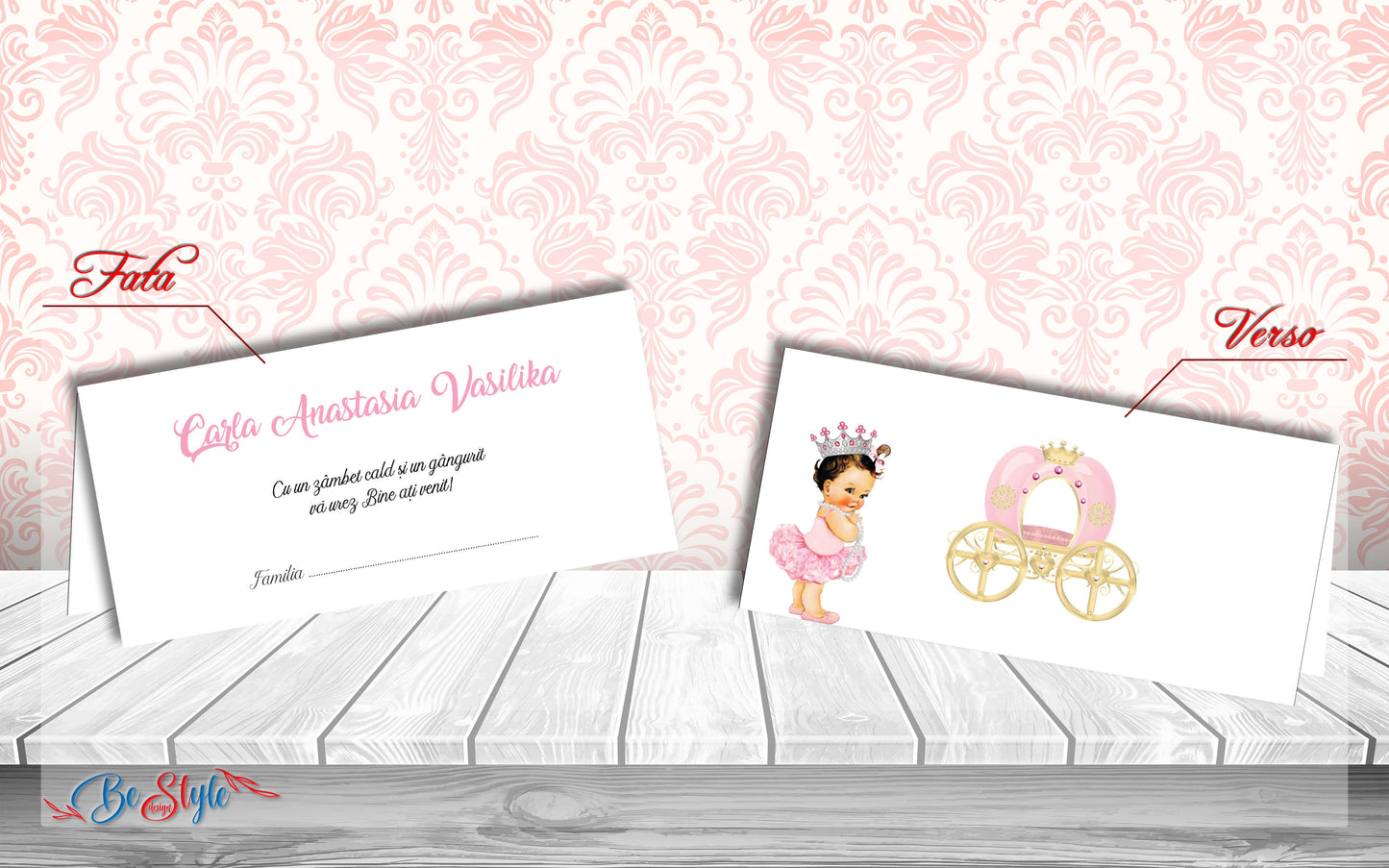 Plic de bani botez BSPB055 - Princess carriage