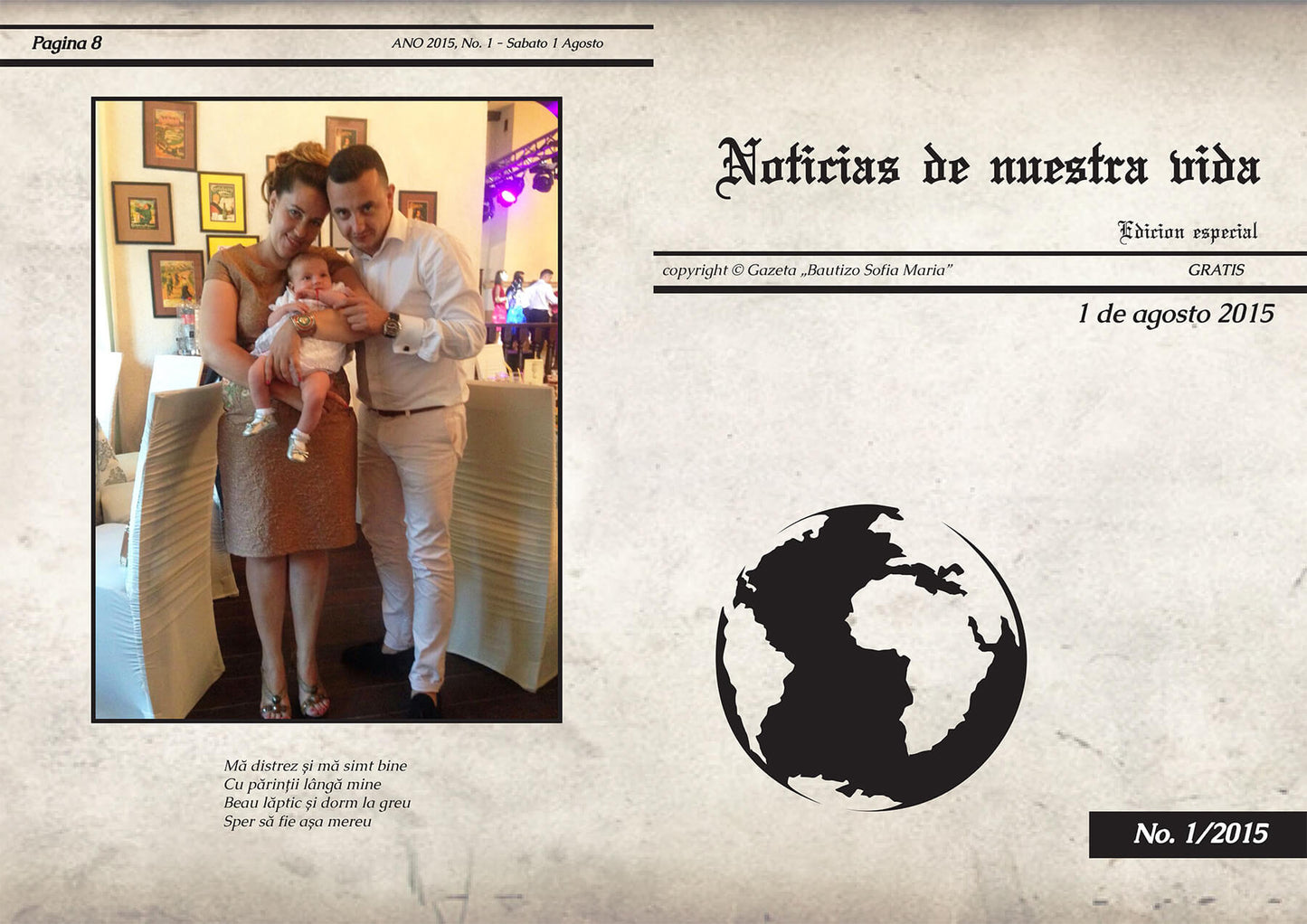 Ziar de botez BZI08 - tip invitatie