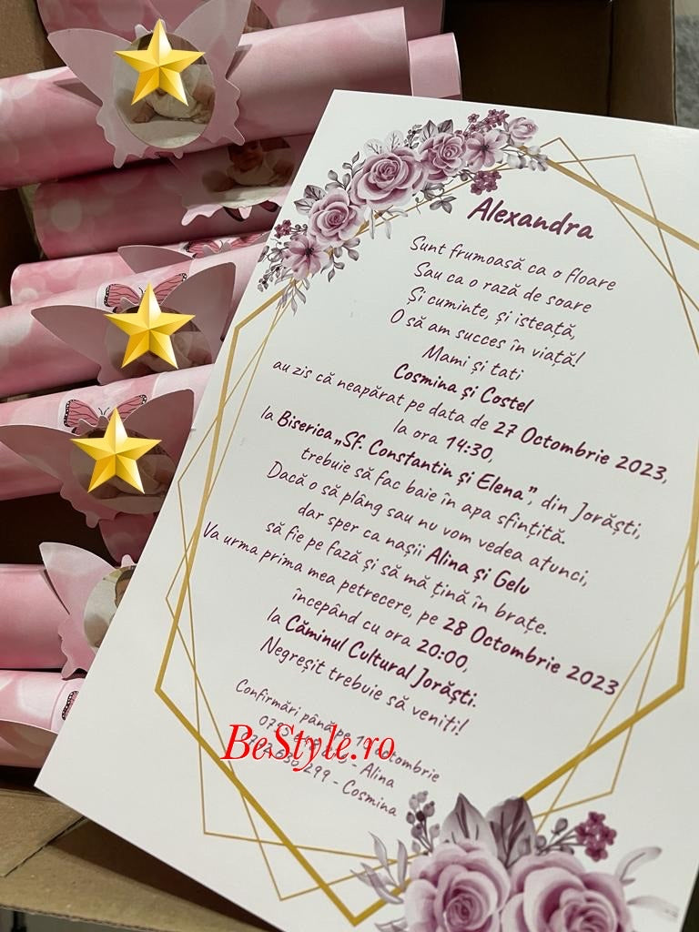 Invitatie botez BSIB030 - fluturas