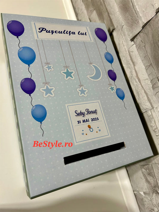 Cutie plicuri de bani botez băietel cu baloane
