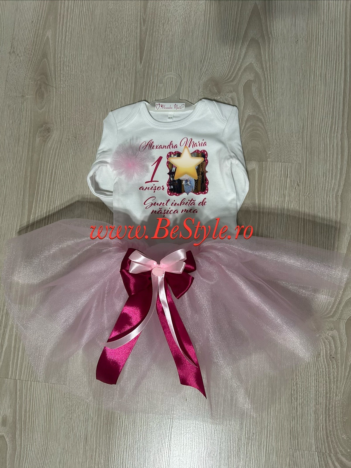 Set body personalizat si fustita tutu pentru mot/turta
