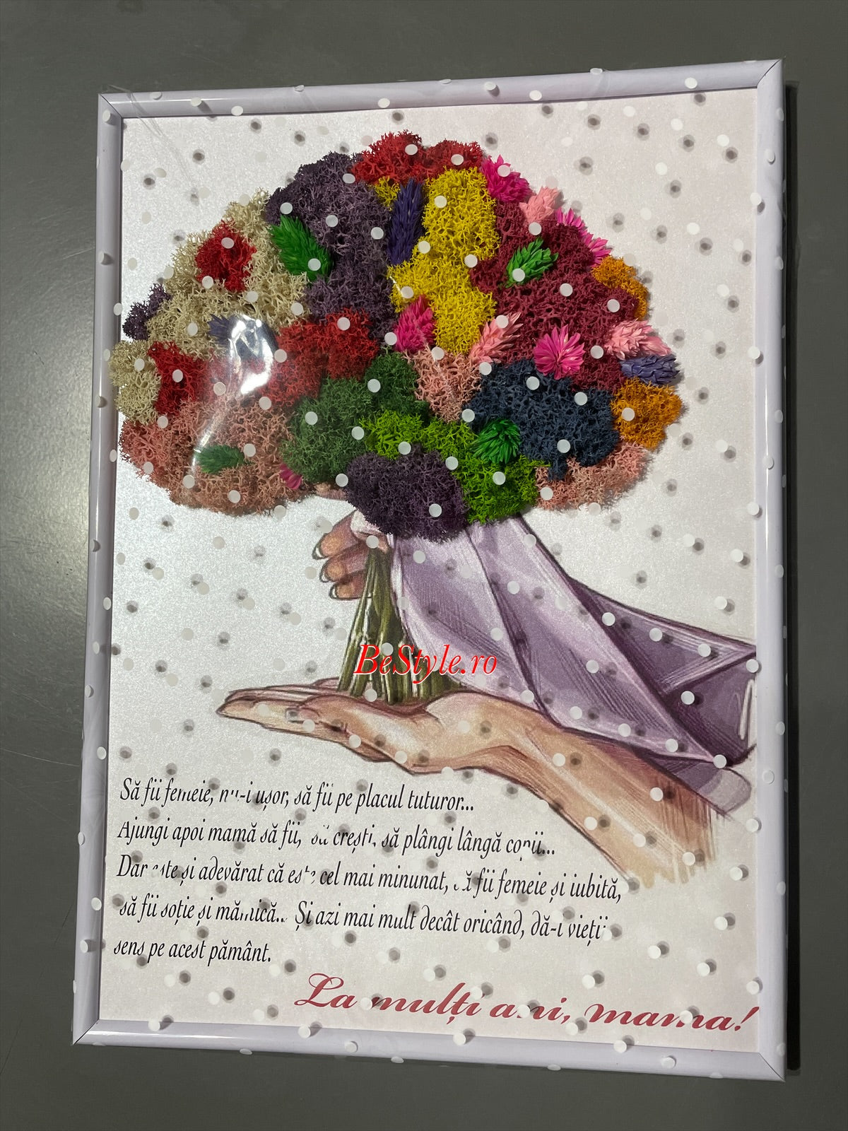 Tablou personalizat cu buchet din licheni A4