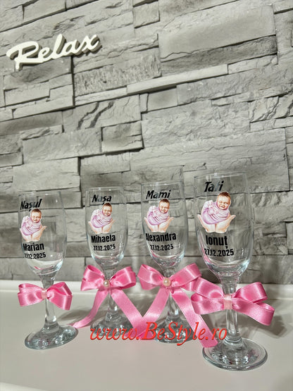 Pahare personalizate botez fetita - gemene 04