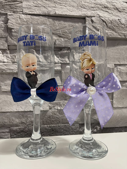Pahare personalizate botez baietel 02 Baby Boss