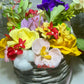 Aranjament floral cu flori de matase si de sapun 01