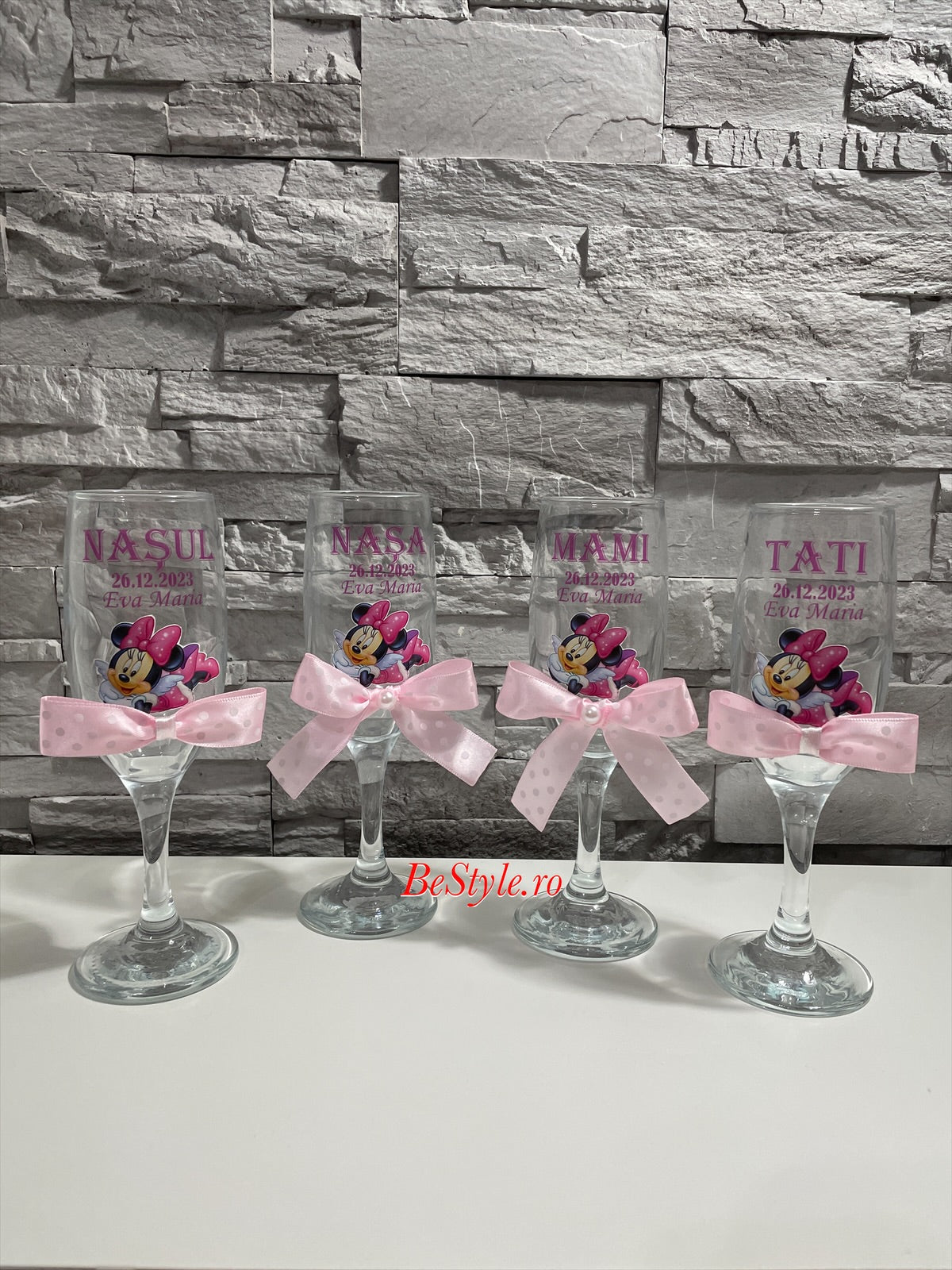 Pahare personalizate botez fetita 02 Minnie Mouse