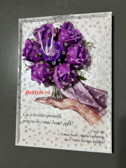 Tablou personalizat cu buchet din trandafiri de sapun