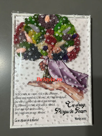 Tablou personalizat cu buchet din licheni A4