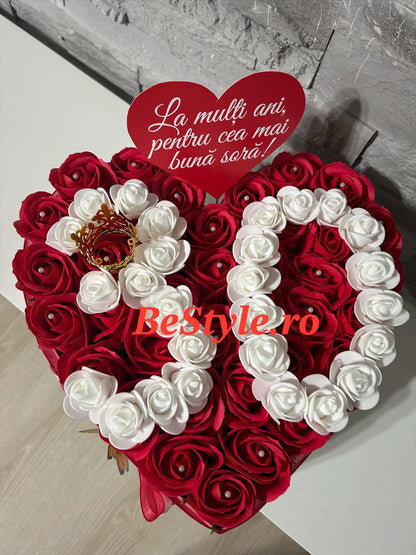 Aranjament cu trandafiri de sapun personalizat cu varsta din trandafiri 02