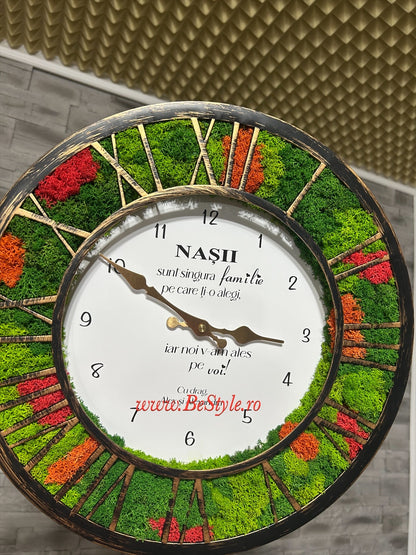 Ceas de perete cu licheni personalizat pentru nasi 02