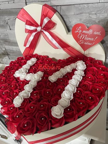 Aranjament cu trandafiri de sapun personalizat cu varsta din trandafiri - 05