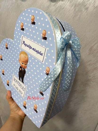 Cutie plicuri de bani botez Baby Boss - inima 02