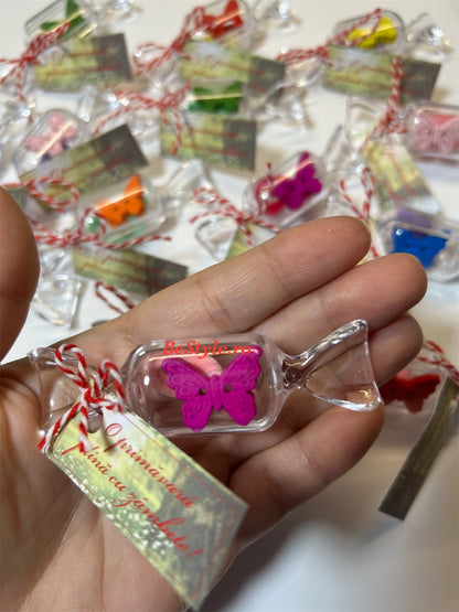 Martisoare - elastic de par cu fluturas in bomboana