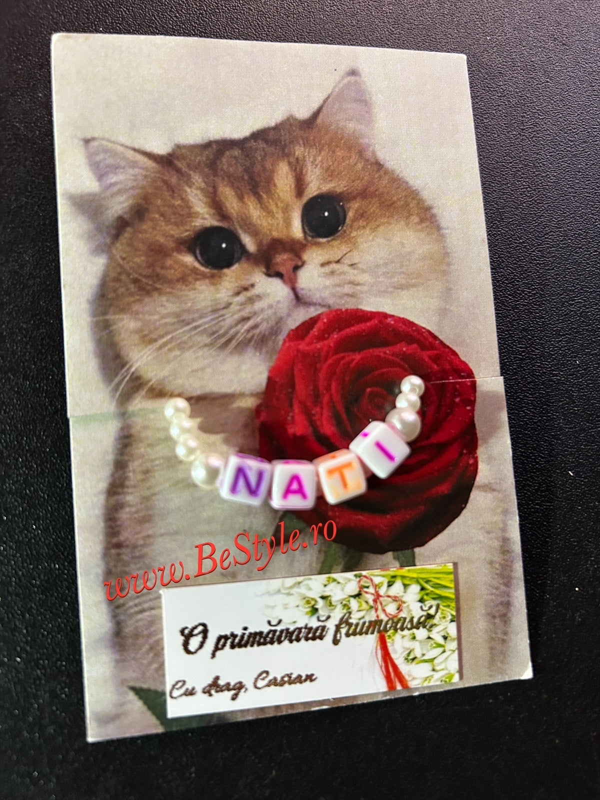 Bratara martisor din perle personalizata cu nume