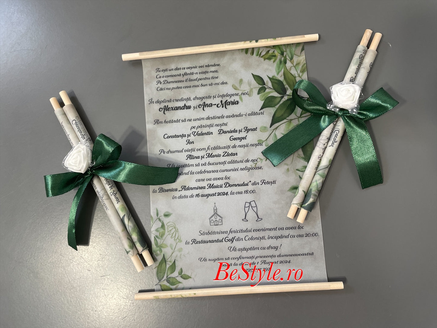 Invitatie nunta BSIN003 cu trandafir