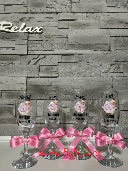 Pahare personalizate botez fetita - gemene 04