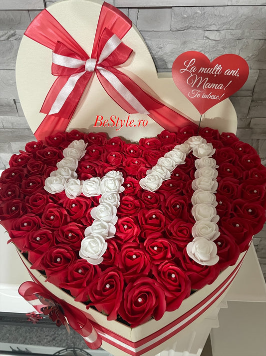 Aranjament cu trandafiri de sapun personalizat cu varsta din trandafiri - 05