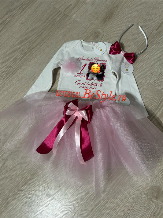 Set body personalizat si fustita tutu pentru mot/turta