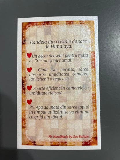 Aranjament de Craciun - candela din sare de Himalaya și licheni