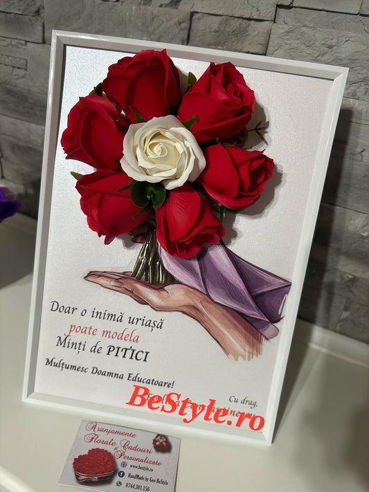 Tablou personalizat cu buchet din trandafiri de sapun