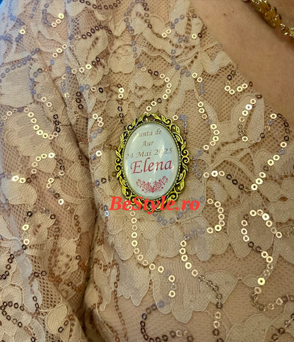 Brosa mireasa buchet sau piept personalizata