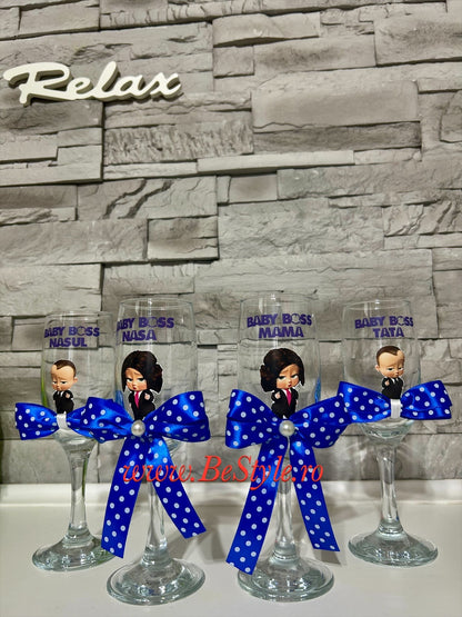 Pahare personalizate botez baietel 02 Baby Boss