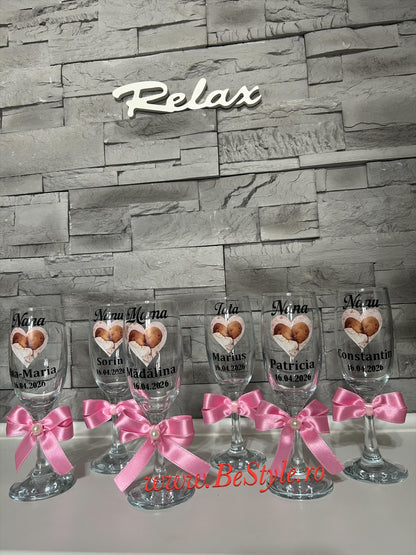 Pahare personalizate botez fetita - gemene 04