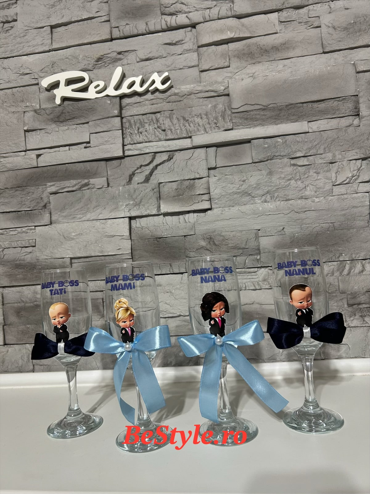 Pahare personalizate botez baietel 02 Baby Boss