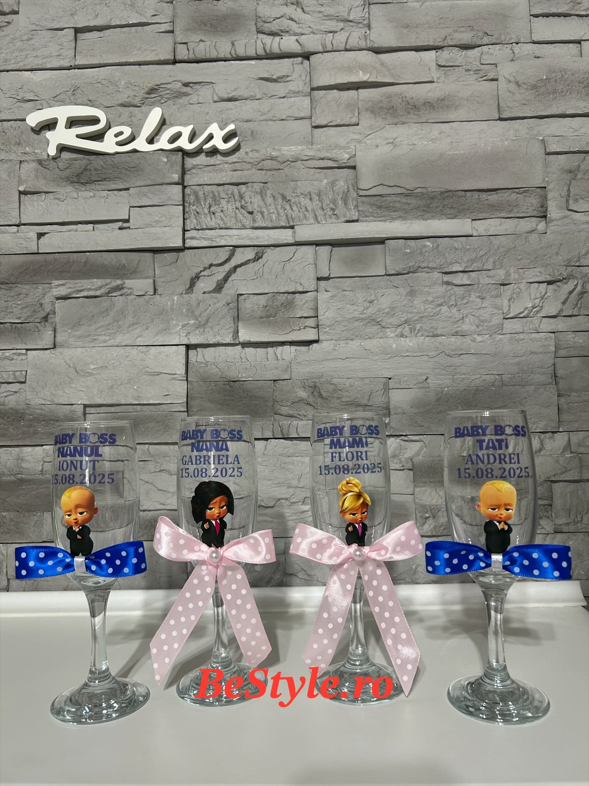 Pahare personalizate botez baietel 02 Baby Boss