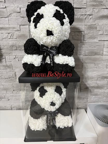 Ursulet Panda din trandafiri de spuma 01